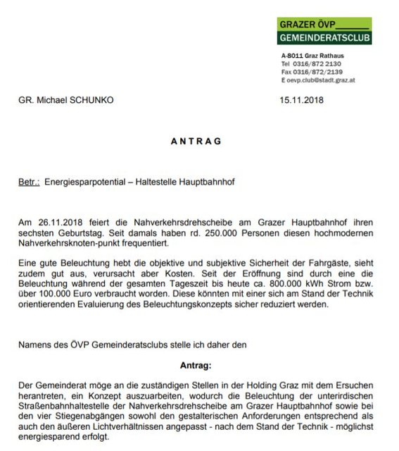 Antrag ÖVP zur Gemeinderatssitzung am 15.11.2019