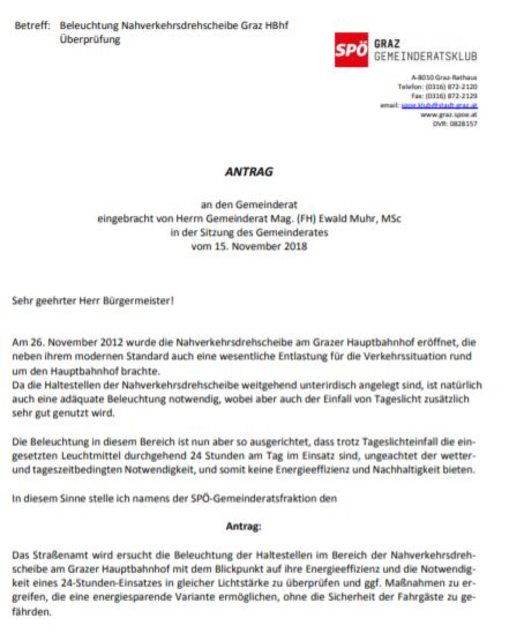Antrag SPÖ zur Gemeinderatssitzung am 15.11.2019