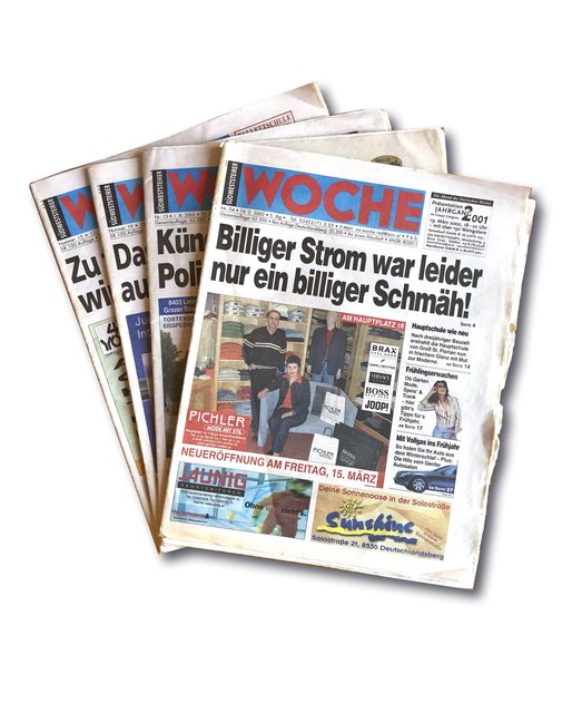 Lang ist's her: Originalausgaben aus dem Jahr 2002, damals noch als Südweststeirer WOCHE und mit ganz anderem Layout