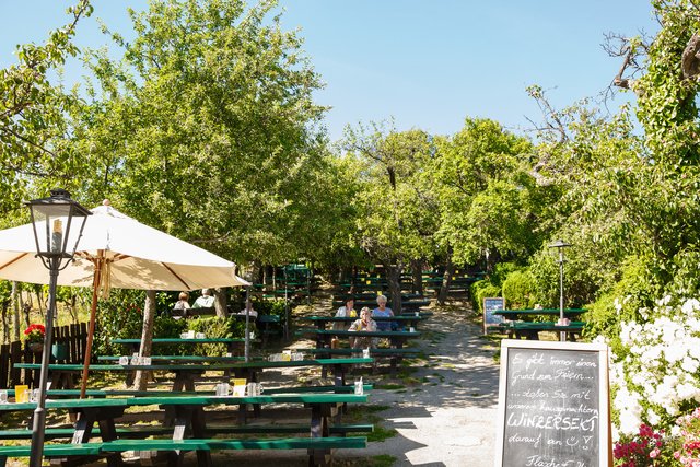 Der Gastgarten beim Zimmermann wurde von der Wirtschaftskammer mit einem "Goldenen Schani" ausgezeichnet. | Foto: Florian Wieser