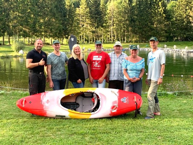 Harald Kienpointner (Camping) mit Organisatoren Arno & Iris Stock, Fahrtenleiter Heinz Schileffski, Harald & Christia Buchholz, Uwe Platz.