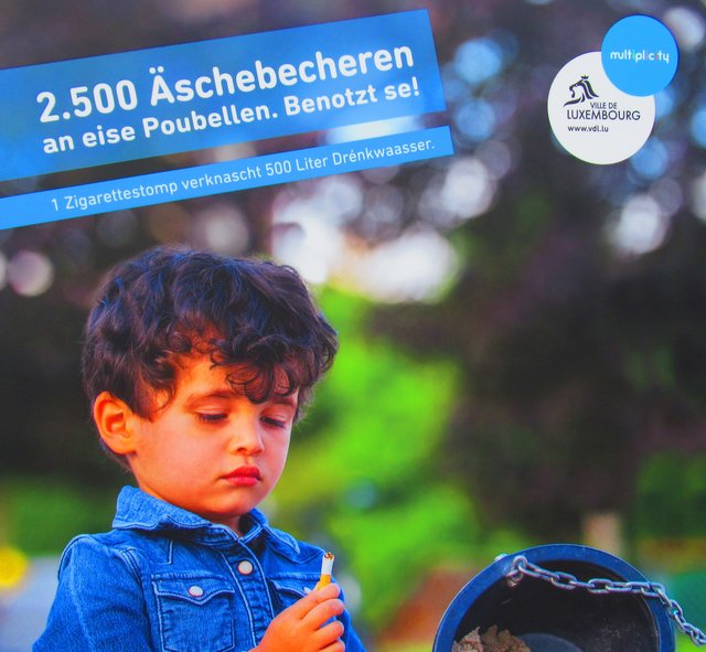 Weggeworfene Zigarettenstummel sind ein Umweltrisiko!
Luxembourg tut was dagegen.
