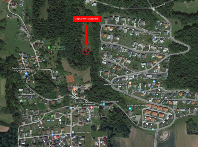 Der Standort des Funkmasten in Emmersdorf