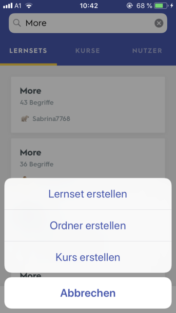 App-Tipp der Woche: Quizlet ist eine umfangreiche App zum Vokabeln lernen. Der Vorteil: die Vokabeln können selbst eingegeben werden oder man kann auf die Lernsets anderer zugreifen | Foto: Screenshot