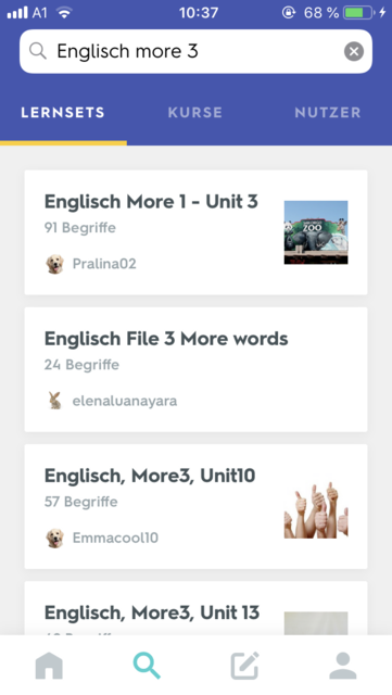 App-Tipp der Woche: Quizlet ist eine umfangreiche App zum Vokabeln lernen. Der Vorteil: die Vokabeln können selbst eingegeben werden oder man kann auf die Lernsets anderer zugreifen | Foto: Screenshot