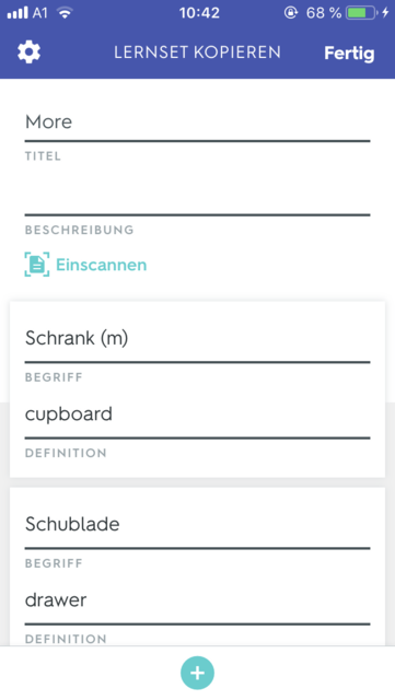App-Tipp der Woche: Quizlet ist eine umfangreiche App zum Vokabeln lernen. Der Vorteil: die Vokabeln können selbst eingegeben werden oder man kann auf die Lernsets anderer zugreifen | Foto: Screenshot