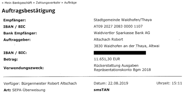 Bürgermeister Robert Altschach veröffentlichte am Donnerstag diese Auftragsbestätigung.