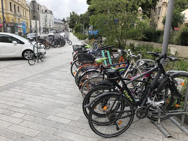 Der kleine Radständer direkt vorm Café Traxlmayr ist praktisch immer voll. Selbst die Abstellanlage weiter hinten bei der Straße ist oft gefüllt. | Foto: privat