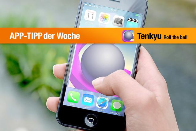 App-Tipp der Woche: Tenkyu ist ein Geschicklichkeitsspiel bei dem durch Wischen am Bildschirm eine Kugel versenkt werden muss.