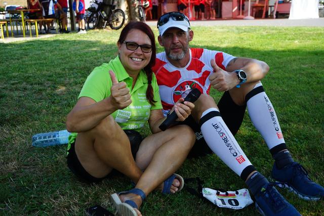 Siegerfoto: Csaba Kreidl mit Moderatorin Barbara Mild-Lederer