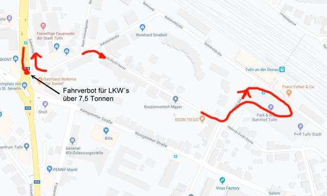 So sieht die Route der Buschauffeure jetzt noch aus – soll sich aber durch Anfrage der Bezirksblätter ändern.