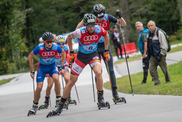 Bernhard Gruber (vorne) lief beim Sommer Grand Prix in Planica aufs Stockerl. | Foto: ÖSV/Derganc