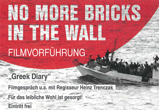 Zur Filmvorführung "No more bricks in the wall - Greek Diary" wird am Montag, dem 16. September mit Beginn um 18:30 Uhr in das Haus der Musik und Kultur (Sportzentrum 1) geladen.  | Foto: KK