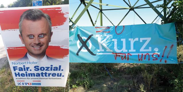 Ob in Stockerau oder Enzersfeld, FPÖ oder ÖVP – Wahlplakate wurden ruiniert. | Foto: Pohl/VPNÖ