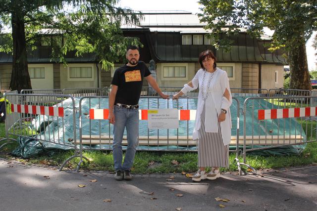 Vorläufig trockengelegt, wird der Brunnen im Schillerpark | Foto: Stadt Villach/Astrid Kompan
