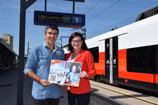 Nationalratsabgeordnete Melanie Erasim und Gemeinderat Franco Gullo.