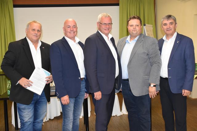 Sie fordern raschere Abwicklung der Förderungen für Gemeinden: Andreas Grandits, LA Georg Rosner, ÖVP-LPO Bgm. Thomas Steiner, Bgm. Bernd Strobl und Bgm. LA Walter Temmel