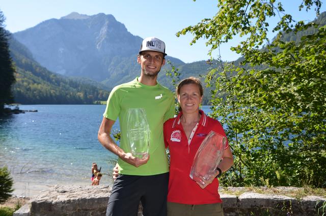Die Tagesschnellsten am Langbathsee: Dominik Böcksteiner und Claudia Wimmer.