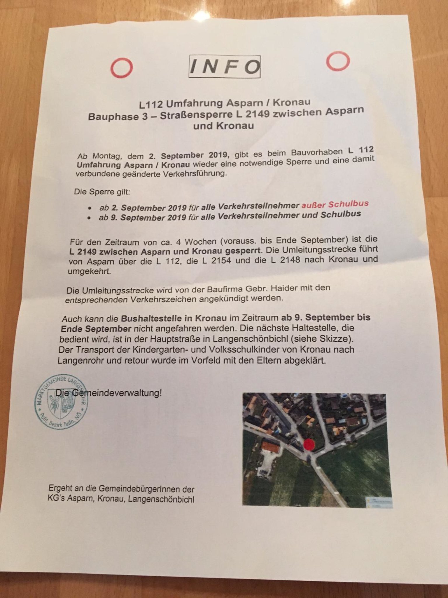 Umfahrung Kronau: Kritik wegen fehlender Info zur Straßensperre - Tulln - meinbezirk.at
