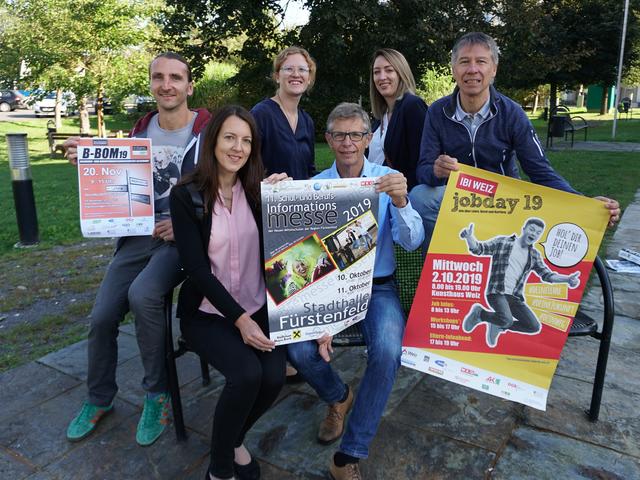 Heimo Macher (B-BOM Gleisdorf), Daniela Paar (WK Hartberg-Fürstenfeld), Bettina Mandl (Regionalentwicklung Oststeiermark), Werner Brugner (Schul- und BerufsInfoMesse Fürstenfeld), Anita Nagy (Bildungs- und Berufsmesse Hartberg), Gerhard Ziegler (Jobday Weiz).  | Foto: Regionalentwicklung Oststeiermark