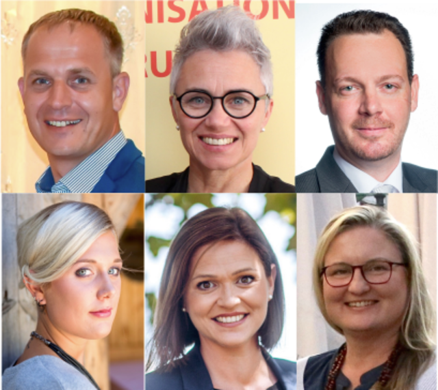 Oben von links: Christian Mader (ÖVP), Doris Margreiter (SPÖ), Gerhard Kaniak (FPÖ); unten von links: Stefanie Lechner (Neos), Daniela Holzinger-Vogtenhuber (Jetzt – Liste Pilz), Claudia Hauschildt-Buschberger (Grüne). | Foto: ÖVP, Jungwirth, FPÖ, NEOS OÖ, Jetzt – Liste Pilz, Grüne