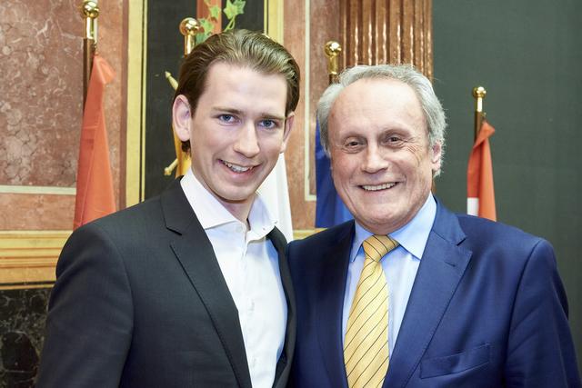Sebastian Kurz und Pepi Höchtl, beide ehemalige JVP-Obmänner. | Foto: Höchtl