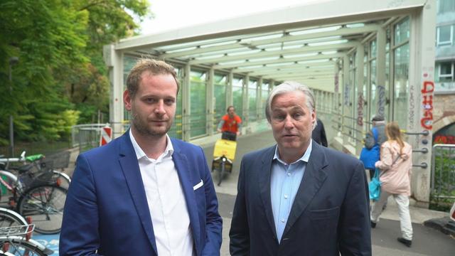 Die FPÖ-Klubchefs Klemens Resch (l.; Döbling) und Gregor Amhof (Alsergrund) wollen den Skywalk verbessern. | Foto: FPÖ