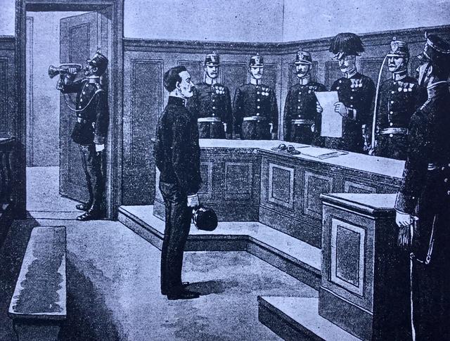 Der Mörder Anton Hofrichter vor dem Militärgericht im Jahr 1909.