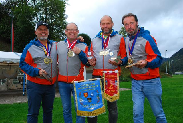 Freude über den Landesmeistertitel beim PWV Dorfgastein. v.l. Gottefried Rieser,Sepp Kranabetter,Mario Nebauer und Sigi Kranabetter. | Foto: Foto: Konrad Rauscher