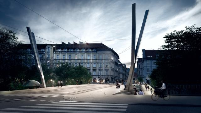 Siegerprojekt: Die Wolfgang Tschapeller ZT GmbH und das Ingenieurteam Bergmeister überzeugten mit ihrem Entwurf der neuen Tegetthoffbrücke unter insgesamt 21 Einreichungen.