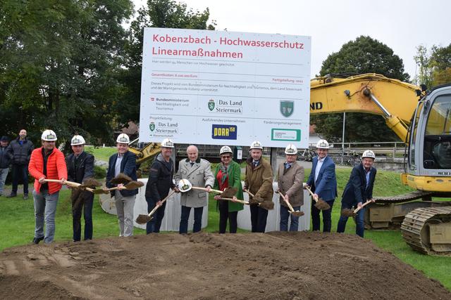 Spatenstich für den neuen Hochwasserschutz in Kobenz.