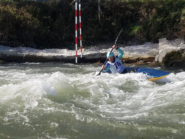 Armin Zöttl bei seinem Lauf bei der ÖM im Kanuslalom.
