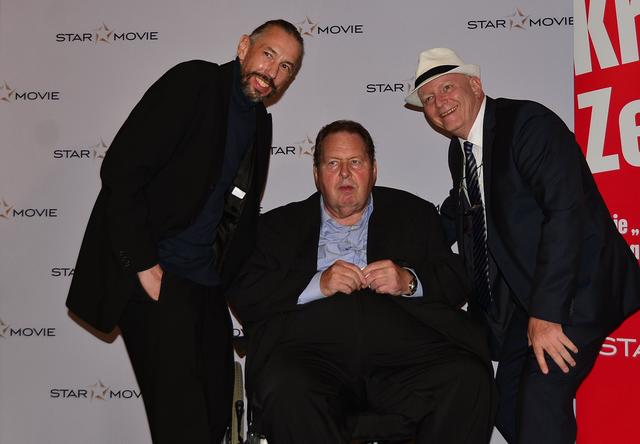 Ottfried Fischer mit Drehbuchautor (li) und Regisseur