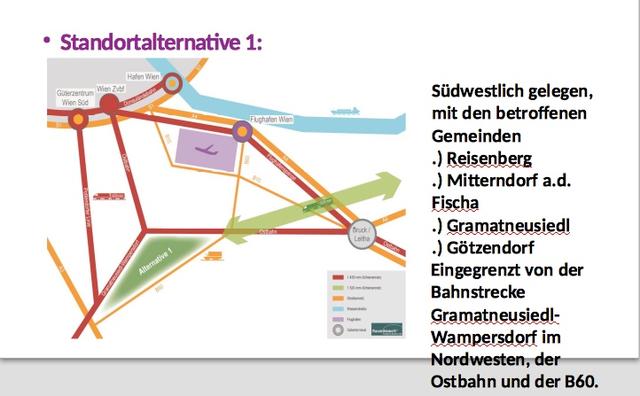 Diese Standortalternativen stehen im Umweltbericht.  | Foto: BMVIT