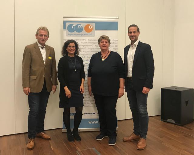 Franz Heilinger (Schulqualitätsmanager), Bettina Huemer (Fronius International), Sabine Morocutti (RMOÖ), Thomas Brindl (WKO)