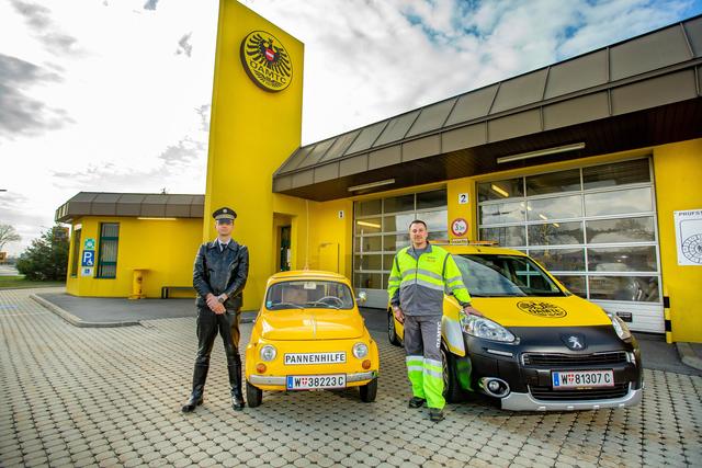 Stützpunkt in Langenzersdorf: Seit 50 Jahren ist der ÖAMTC rund um die Uhr im Einsatz. Damals noch mit einem Puch 500.