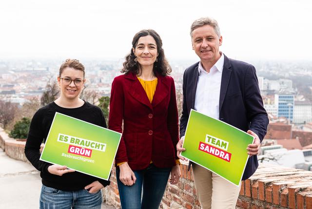 Die drei Listenersten Lara Köck, Sandra Krautwaschl und Lambert Schönleitner
