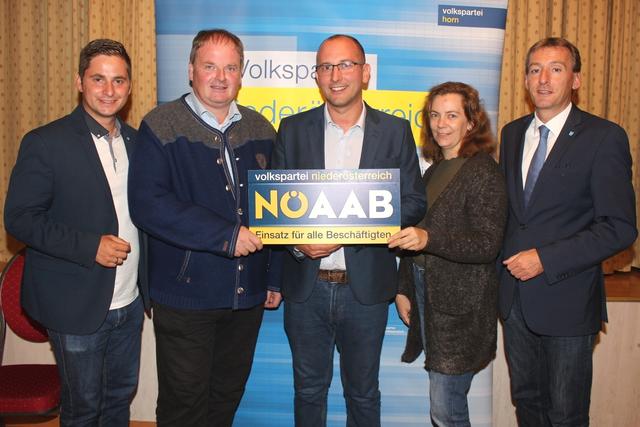 NRAbg. Lukas Brandweiner, Manfred Daniel, NÖAAB-Obmann Stefan Keusch, Silvia Neuhold und LAbg. Jürgen Maier.