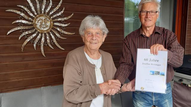 Josefine Reisinger und Obmann Franz Vogl bei der Jubiläumsfeier.