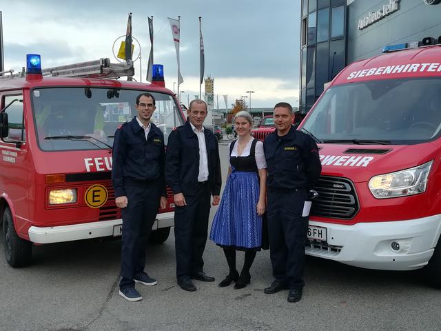 Erich Schaudy, Karl Tupi, Stadträtin Elke Liebminger und Hannes Schießer .