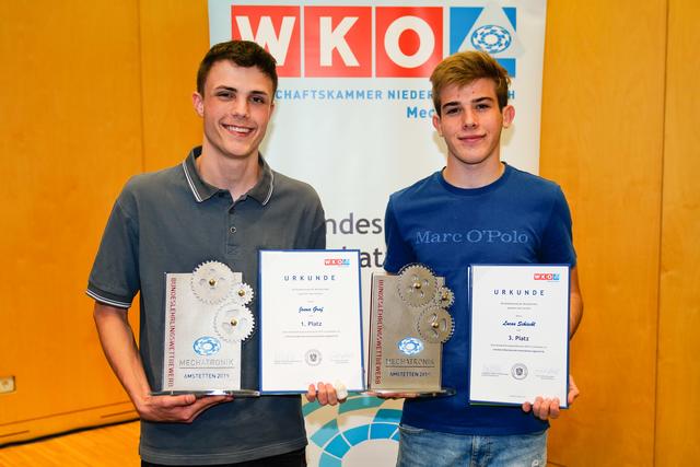 Top: Josua Graf (l.) holte den Sieg und Lucas Schiechl erreichte den dritten Platz beim Bundeslehrlingswettbewerb.