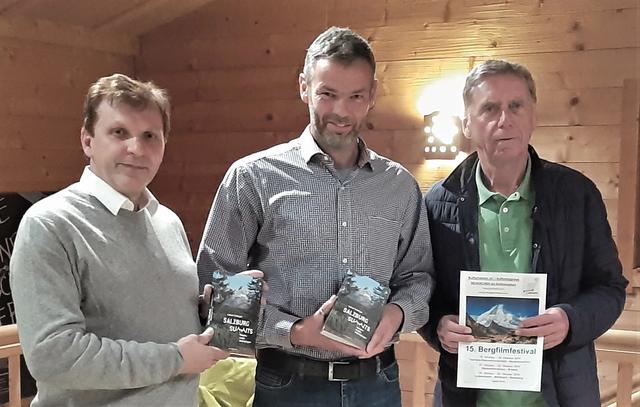 V.l.: Christian Vötter/TAURISKA, Gabriel Seitlinger/Buchautor und der Organisator des Bergfimfestivals Hubert Kirchner/m² Kulturexpress
