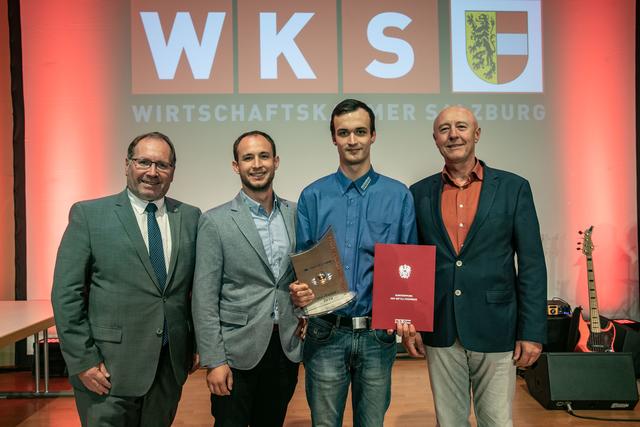 Bundesinnungsmeister Harald Schinnerl, Thomas Sonnleitner, Sebastian Widmann, Otto Sonnleitner (v.l.n.r.)