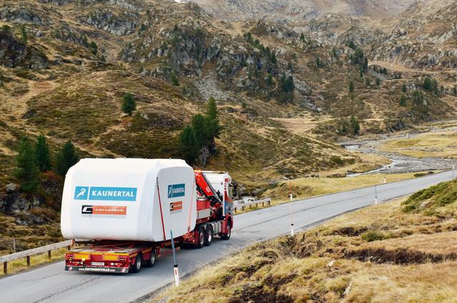 Diese Woche ist die 100 Personen fassende Kabine für Österreichs erste „100er-Funifor“-Bahn im Kaunertal eingetroffen.