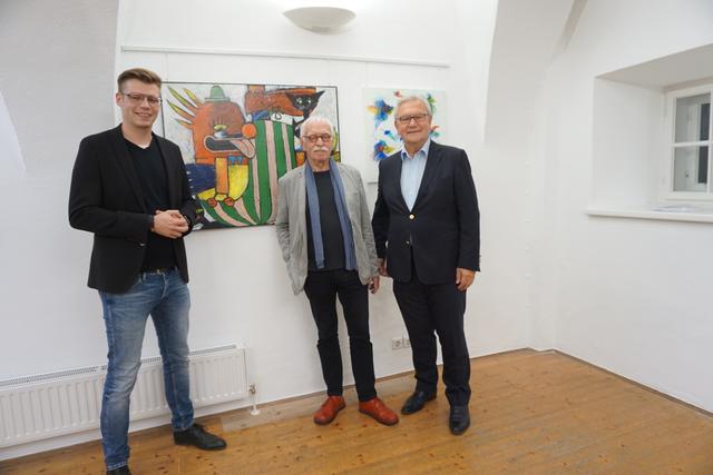 Künstler Paul Mangold mit GR Gregor Sommer und Prof. Franz Majcen.