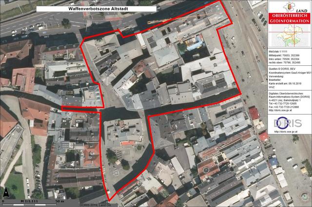 Ab 1. November ist die Linzer Altstadt Waffenverbotszone