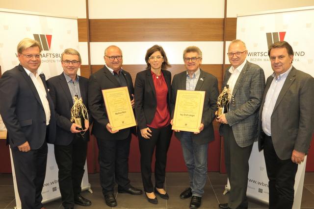WBNÖ-Direktor Harald Servus, ehem. Bezirks-Obmann Gerhard Adamowitsch, Manfred Wühl, die frisch gewählte Bezirks-Obfrau Marlene Lauter, Erich Longin, ehem. Bezirks-Obmann Reinhart Blumberger und WBNÖ-Obmann Wolfgang Ecker.