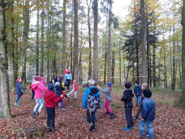 Die Volksschüler genießen die Zeit in der Natur.