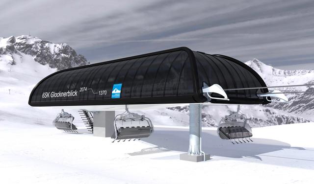 Die während der Sommermonate errichtete Bahn befördert bis zu 2.400 Skifahrer pro Stunde
