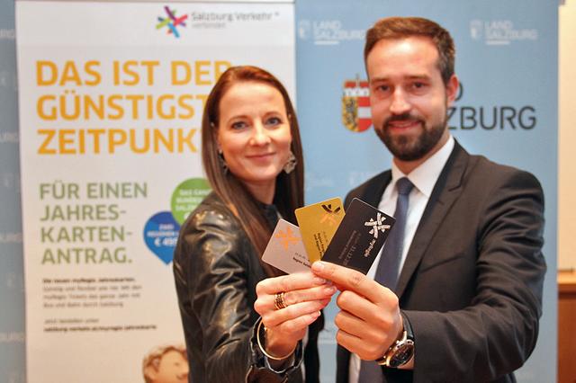 Allegra Frommer (GF Salzburger Verkehrsverbund) und LR Stefan Schnöll.